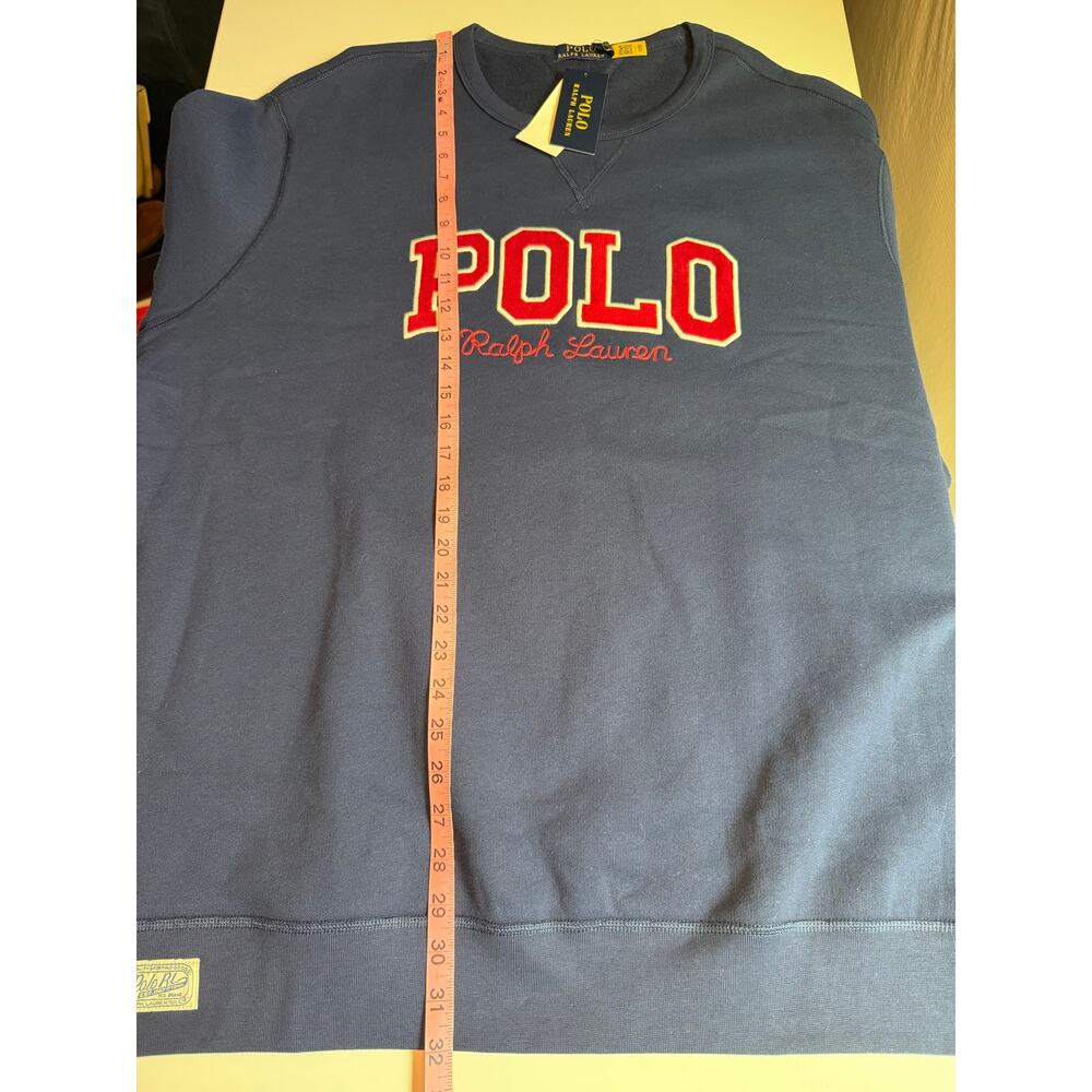 Polo Ralph Lauren Mens Logo Fleece Sweatshirt Size 2X Navy Crew Neck Preppy NWT - Picture 10 of 13